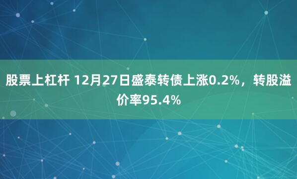 股票上杠杆 12月27日盛泰转债上涨0.2%，转股溢价率95.4%